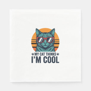 Grappige Kat Denkt Dat Ik Cool Ben Vintage Servet