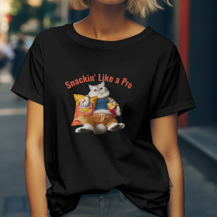 Grappige kat die als een pro snakt t-shirt
