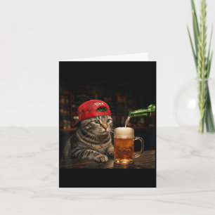 Grappige kat die bier drinkt Patriotische 4 juli Kaart