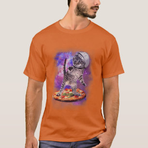 Grappige kat die een pizza astronaut kitten ruimte t-shirt