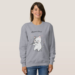 Grappige kat die fluit speelt Damesmode Trui