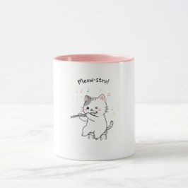 Grappige kat die fluit speelt mok
