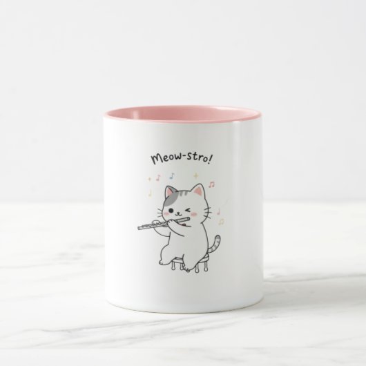 Grappige kat die fluit speelt mok (Midden)