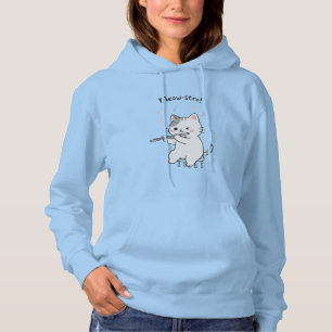 Grappige kat die fluit speelt vrouw mode hoodie