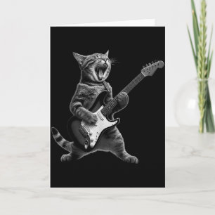 Grappige kat die gitaar speelt Rock And Roll Manne Kaart