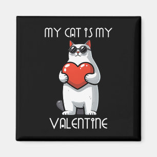 Grappige kat die hart vasthoudt voor Valentijnsdag Magneet