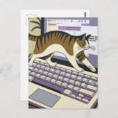 Grappige kat die op de computer loopt briefkaart (Voorkant / Achterkant)