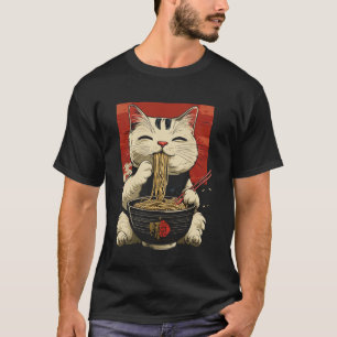 Grappige kat die Ramen-noedels eet T-shirt