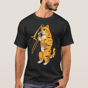 Grappige kat die trombone speelt cadeau Cool Kitte T-shirt