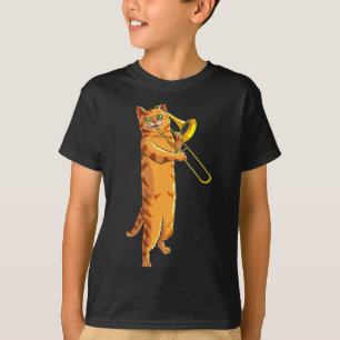 Grappige Kat Die Trombone Speelt Cadeau Koele Kitt T-shirt