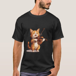 Grappige kat die viool speelt voor katten- en vioo t-shirt