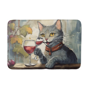 Grappige kat die wijn drinkt badmat! badmat