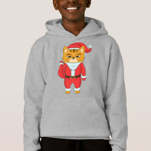 Grappige kat die zak van kerstman kostuum draagt S