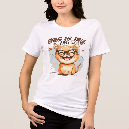 Grappige kat Dit is mijn blije gezicht Tri-Blend Shirt (Voorkant)