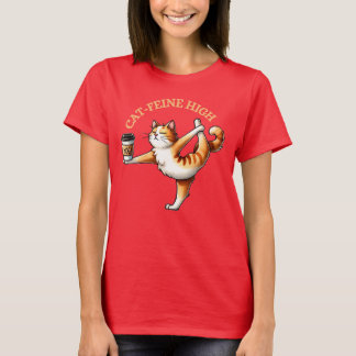 Grappige kat doet yoga en koffie t-shirt