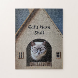 Grappige kat draagt een bril Katten hebben persone Legpuzzel