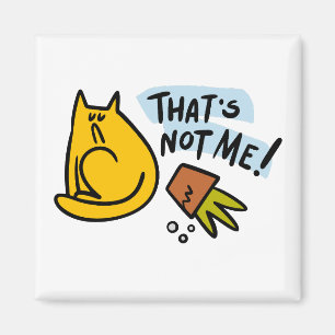 Grappige kat en een gekantelde bloempot magneet