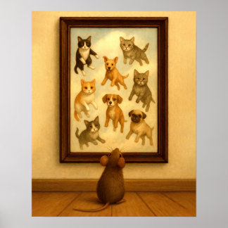 Grappige kat en hond muur kunst poster