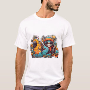 grappige kat en schildpad t-shirt