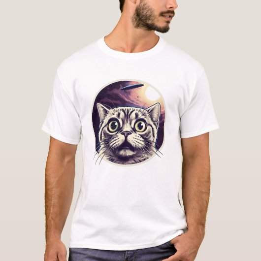 Grappige kat en ufo t-shirt (Voorkant)