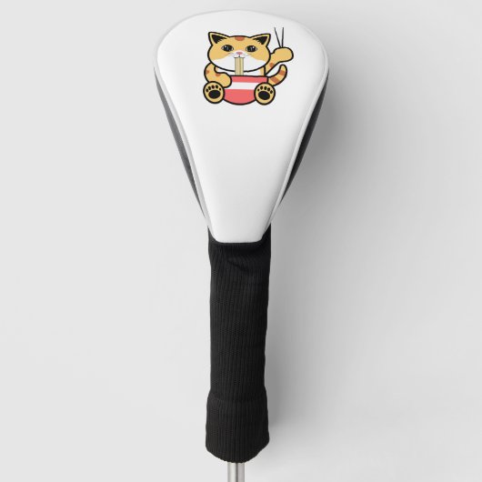 Grappige kat eten ramen golfheadcover (Voorkant)