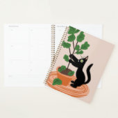 Grappige kat figurenboom in pot handgetekende planner (Display)