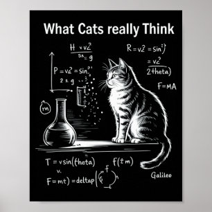 Grappige Kat Fysica Humor Ontwerp Wat Katten Echt  Poster