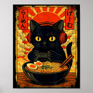 Grappige Kat Gamer Mannen Anime Kawaii Gaming Hoof Poster
