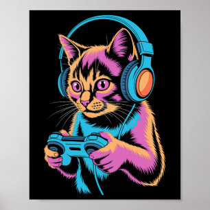 Grappige Kat Gaming Video Gamer Kat Poster