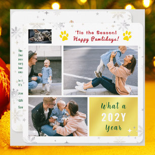 Grappige Kat Gelukkige Pawlidays Foto's Kerstbrief Feestdagenkaart