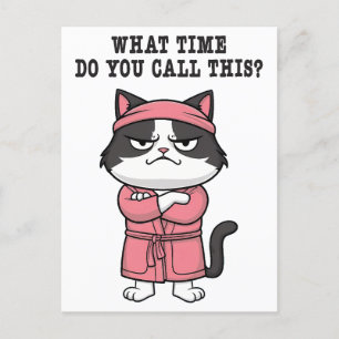 Grappige kat gemist avondklok briefkaart