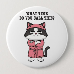 Grappige kat gemist avondklok ronde button 4,0 cm