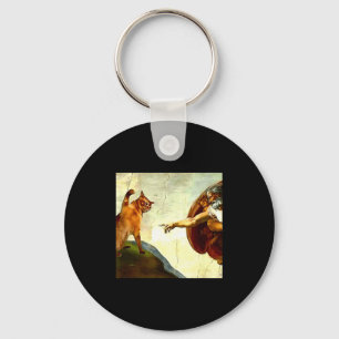 Grappige kat God Creatie Van Adam Meme Jezus Chris Sleutelhanger