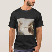 Grappige kat God Schepping van Adam Meme Michelang T-shirt (Voorkant)