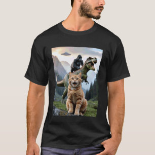 Grappige Kat Gorilla Dinosaur UFO Meme Absurde Hum T-shirt