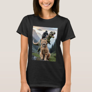 Grappige Kat Gorilla Dinosaurus UFO Meme Absurde H T-shirt
