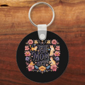 Grappige Kat Graphic Vrouwen Moeder Kat Kitten Bes Sleutelhanger (Voorkant)