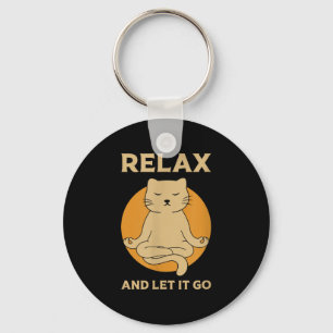 Grappige Kat Graphic Yoga Zen Meditatie Sleutelhanger