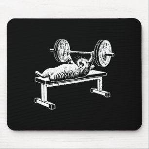 Grappige kat gym workout bankdrukken kat meme muismat