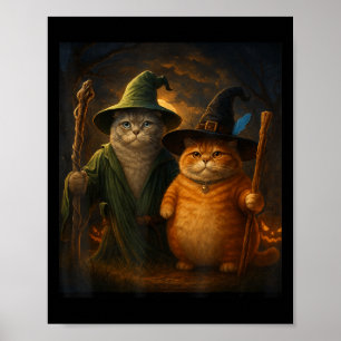 Grappige kat Halloween kat meme tovenaar kat raar  Poster