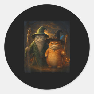 Grappige kat Halloween kat meme tovenaar kat raar Ronde Sticker