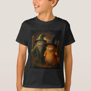Grappige kat Halloween kat meme tovenaar kat raar T-shirt