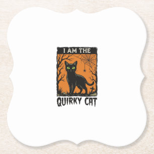 Grappige kat Halloween Vintage Gravure T-Shirt Des Kartonnen Onderzetters