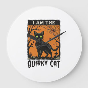 Grappige kat Halloween Vintage Gravure T-Shirt Ont Grote Klok