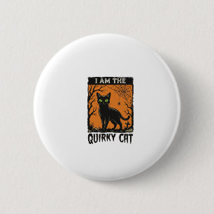 Grappige kat Halloween Vintage Gravure T-Shirt Ont Ronde Button 5,7 Cm
