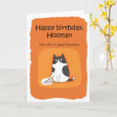 Grappige kat Happy Birthday Hooman Kattenliefhebbe Kaart (Gele Bloem)