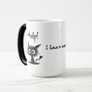 Grappige Kat "Help! Ik heb een vergadering" Schets Magische Mok