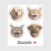 Grappige kat & hond gezichten met uw aangepaste fo sticker (Vel)