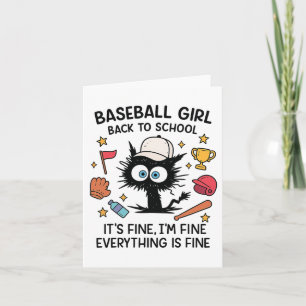 Grappige Kat Honkbal Meisje Het Is Goed Ik Ben Goe Kaart