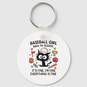 Grappige Kat Honkbal Meisje Het Is Goed Ik Ben Goe Sleutelhanger